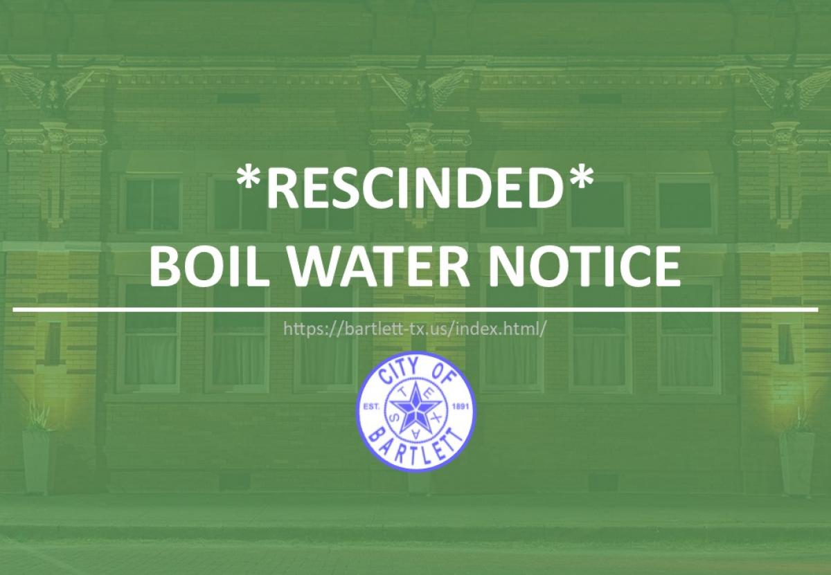 Rescind Boil Water Notice